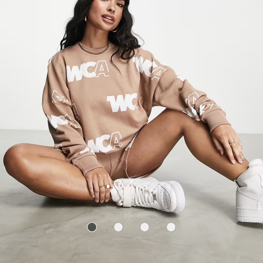 ASOS ,WCA, "Womens Collective"  Tan Graphic Sweatshirt. SZ 14 (L) 100% cotton